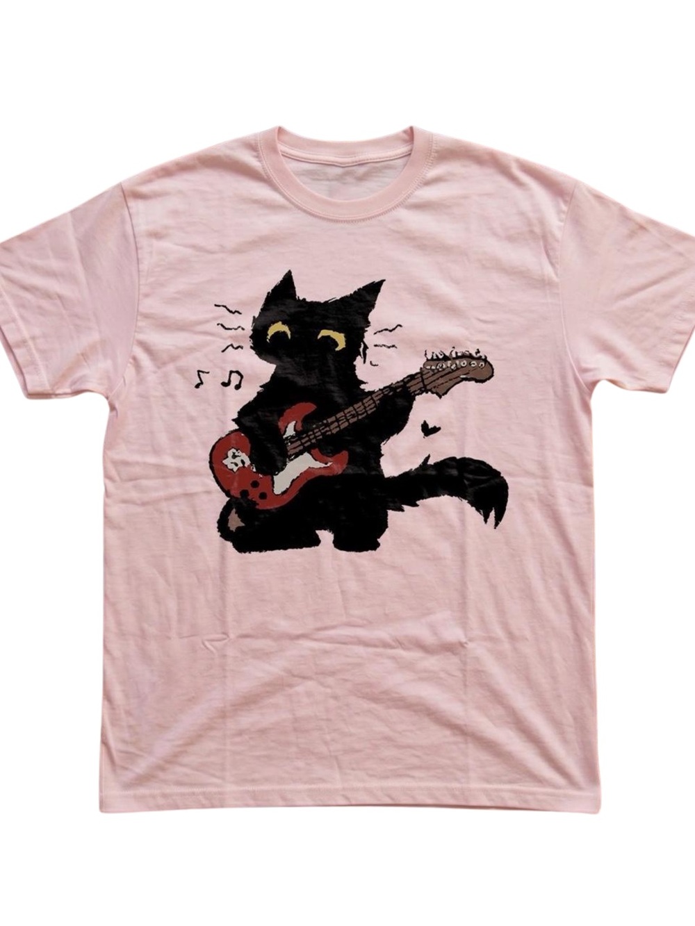 Gildan Pink Cat Guitar Graphic Tee